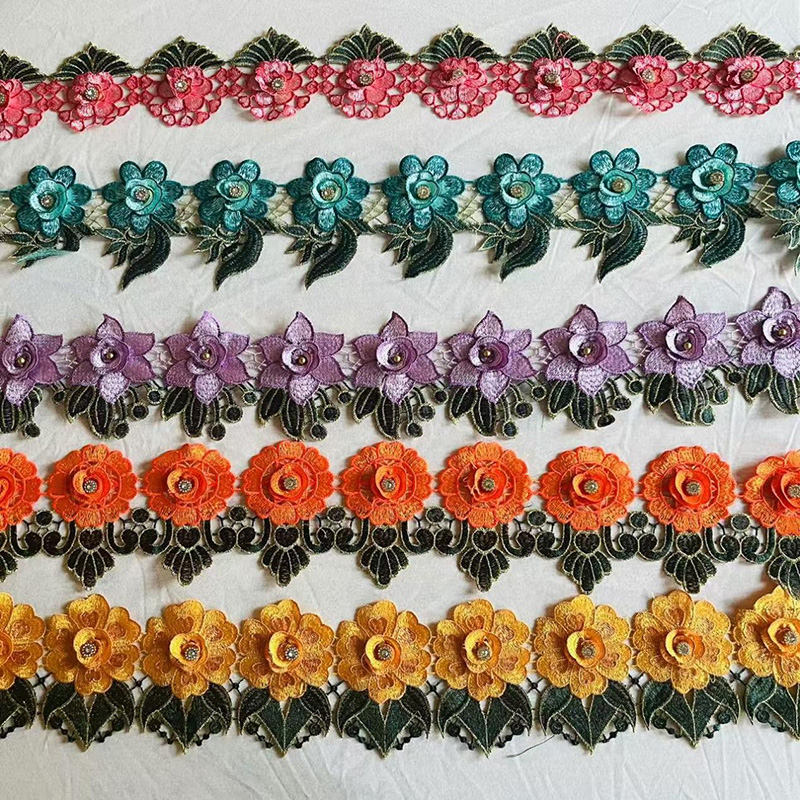 3D Multi-Color Beaded Flower Guipure Embroidery Lace: A Perfect Blend of Craftsmanship and Technology