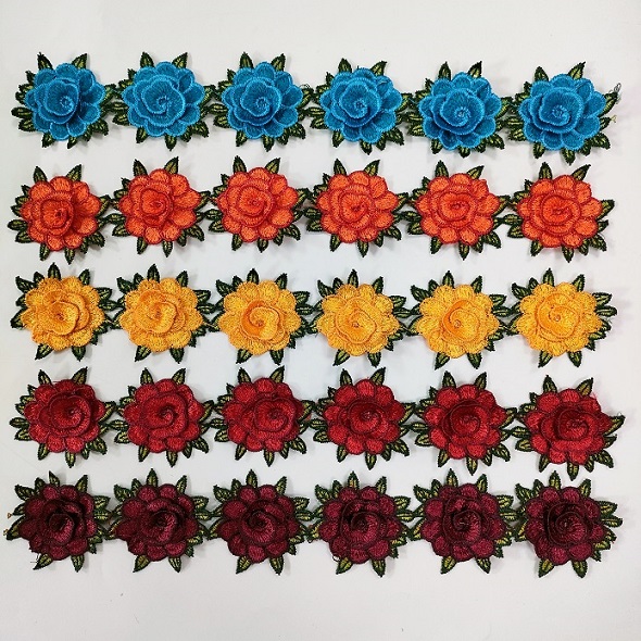 3d polyester two-color flower lace trim