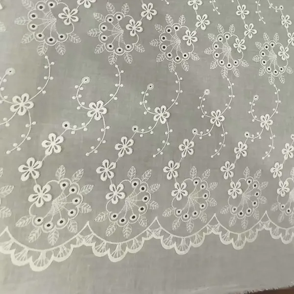 Embroidered Cotton Lace Eyelet Fabric