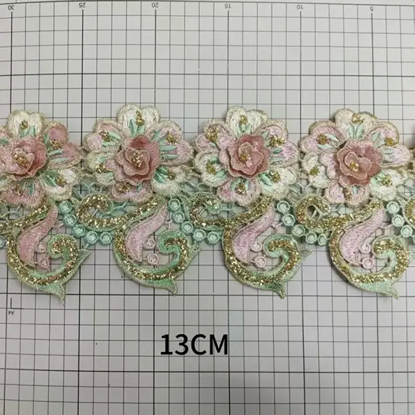 Fashionable High-quality Short Three-dimensional Floral Sequin Lace Suitable for Dresses and Other Accessories