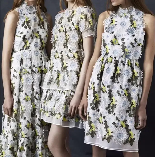 Custom High Quality Tulle Mesh Embroidery Sequin Fabric Guipure Lace Fabric