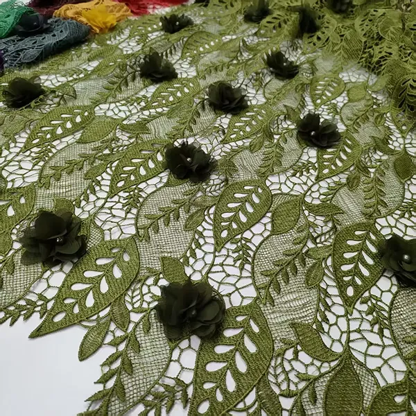 Custom High Quality Tulle Mesh Embroidery Sequin Fabric Guipure Lace Fabric