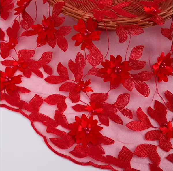 Custom High Quality Tulle Mesh Embroidery Sequin Fabric Guipure Lace Fabric