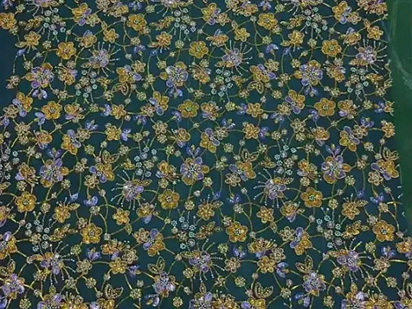 White Beaded Embroidery Lace Fabric Luxury White Bridal Wedding Dress Sequence Beaded Embroidery Lace Fabric