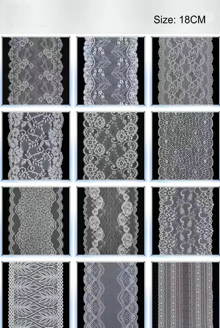 Hot Sale Fancy Nylon Spandex Lace Stretch Lace Trim Elastic Lace for Underwear and Lingerie