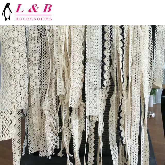 100% Cotton Sustainable Crocheted Embroidery Lace Knitted Trimming Cotton Lace