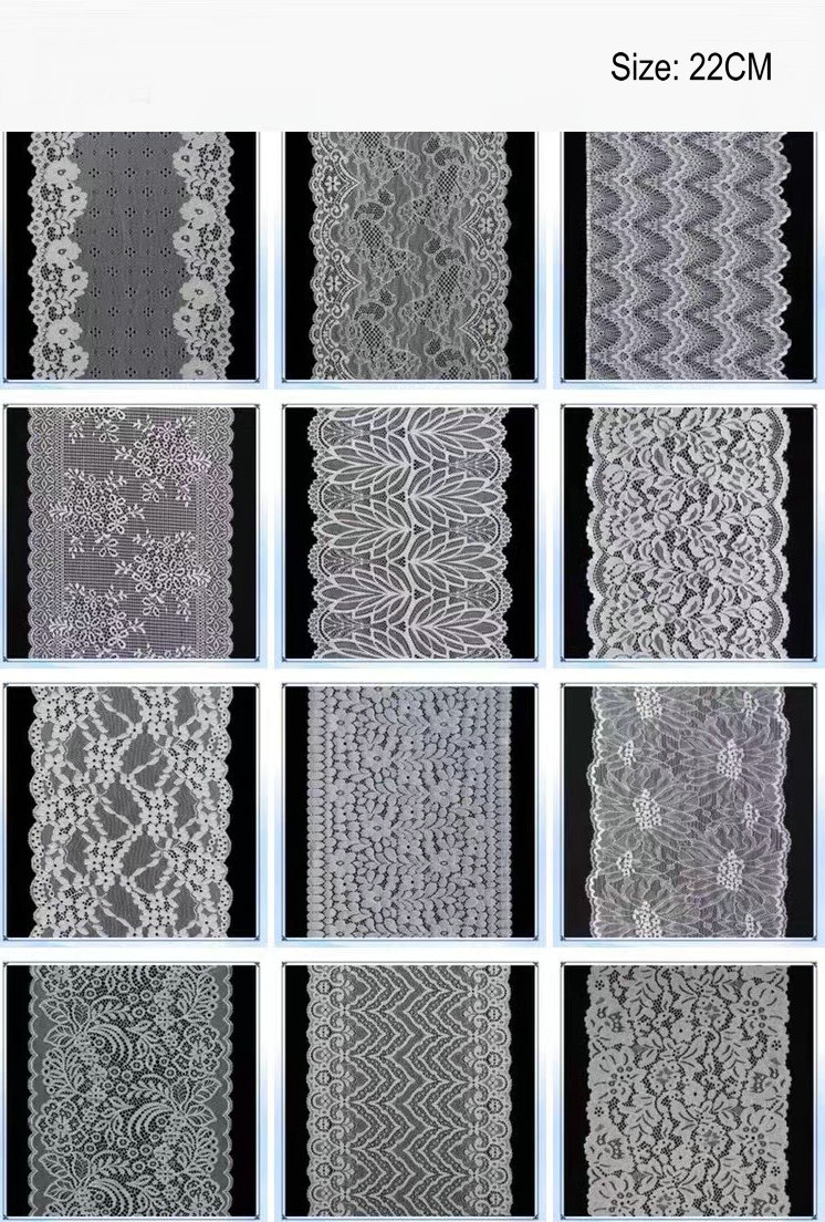 Hot Sale Fancy Nylon Spandex Lace Stretch Lace Trim Elastic Lace for Underwear and Lingerie