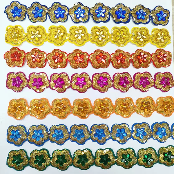 Rhinestone Lace Embroidery Lace With Back Glue Lace Trimming for Clothing