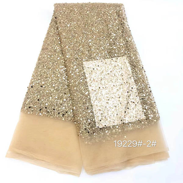 Tulle White Beaded Lace Fabric