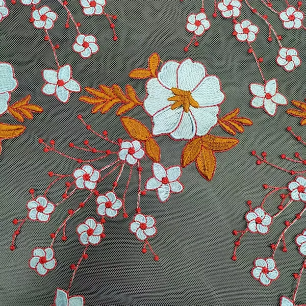 Vintage Multi-color Embroidery Mesh Lace Fabric for Dresses