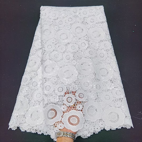 White sequin fabric for wedding dress
